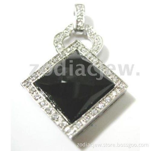 925 sterling silver pendant with black onyx and CZ stone